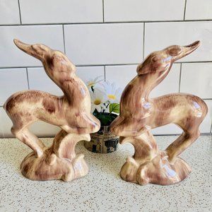 Vintage mid century ceramic antelopes statues